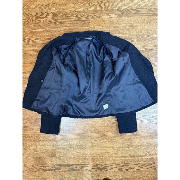 Vince Womens Navy Wool Blend Woven Button Blazer Size 6 Academia Preppy Designer - Picture 10 of 16